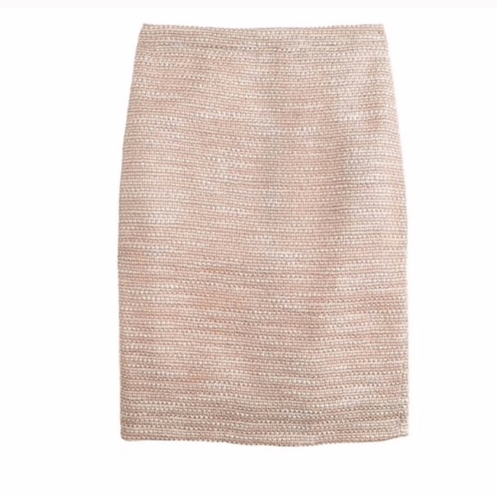 J Crew Pink and Metallic Tweed Woven Pencil Skirt